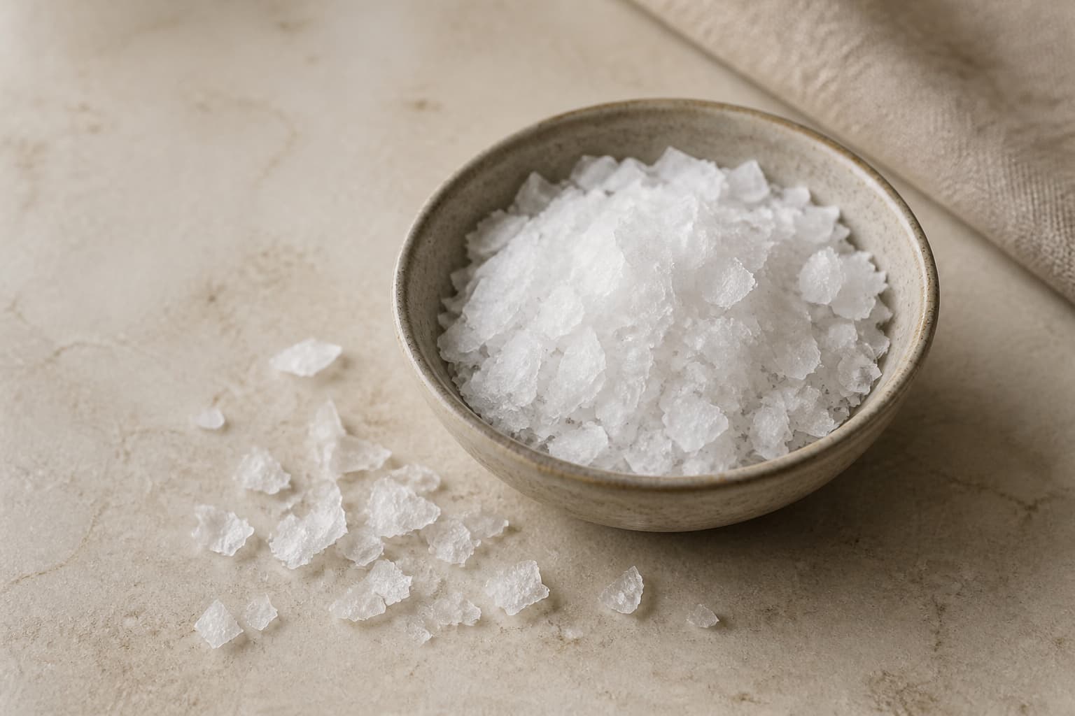 Flagesalt fotograferet i naturligt nordisk køkkenlys