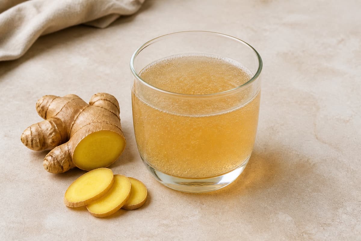 Ginger beer fotograferet i naturligt nordisk køkkenlys