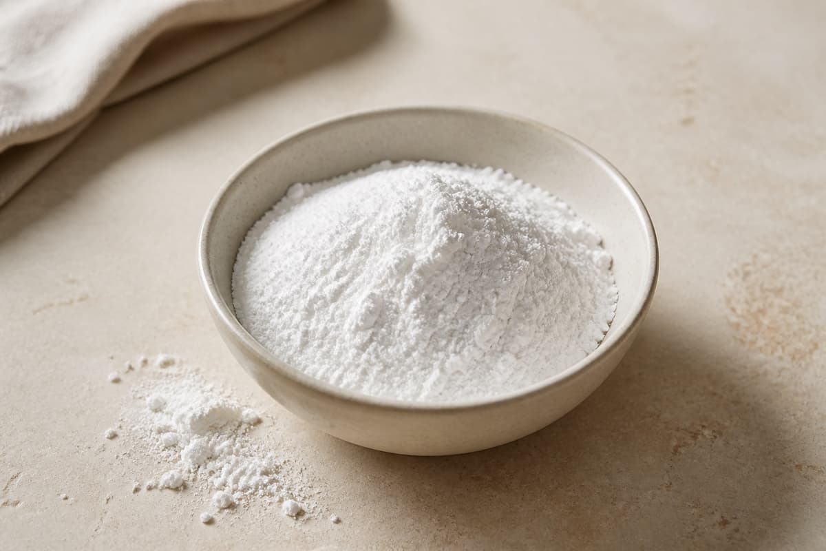 Glutenfrit bagepulver fotograferet i naturligt nordisk køkkenlys