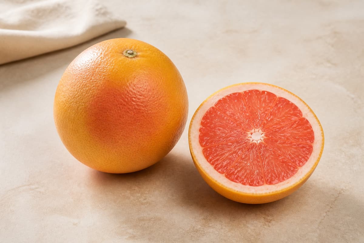 Grapefrugt fotograferet i naturligt nordisk køkkenlys