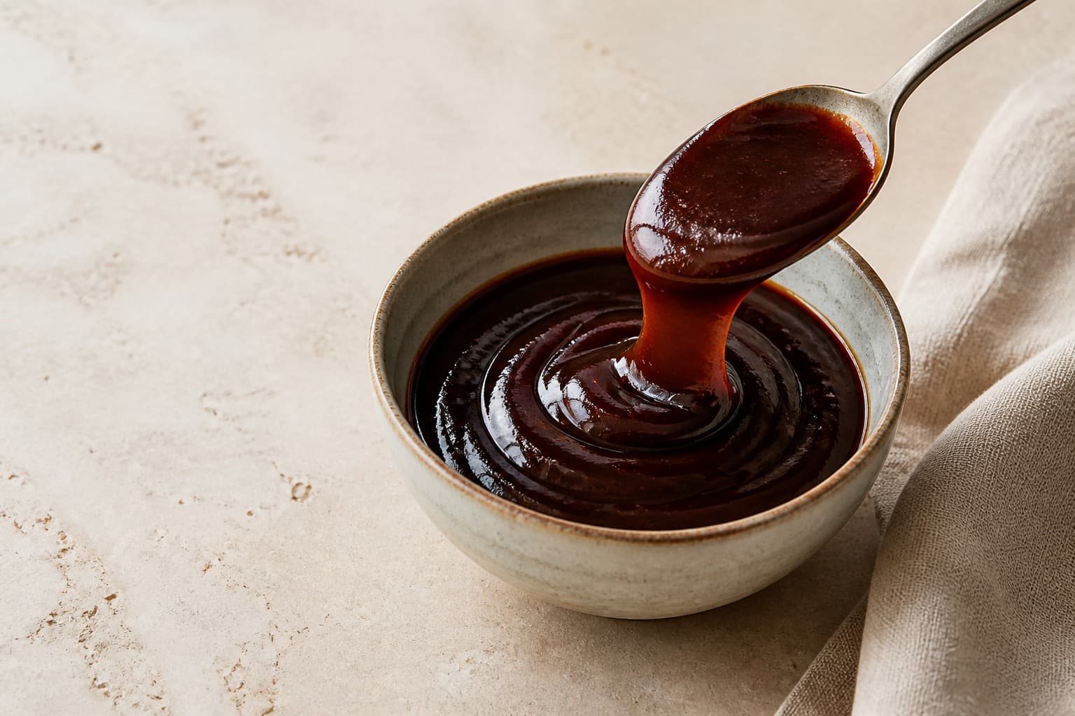 Hoisinsauce fotograferet i naturligt nordisk køkkenlys