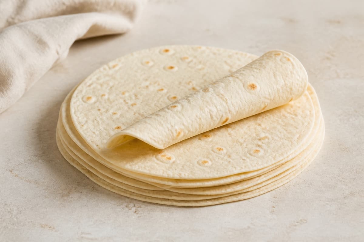 Hvedetortillas fotograferet i naturligt nordisk køkkenlys