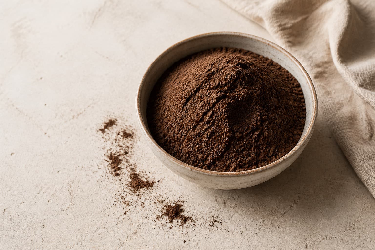 Instant espressopulver fotograferet i naturligt nordisk køkkenlys