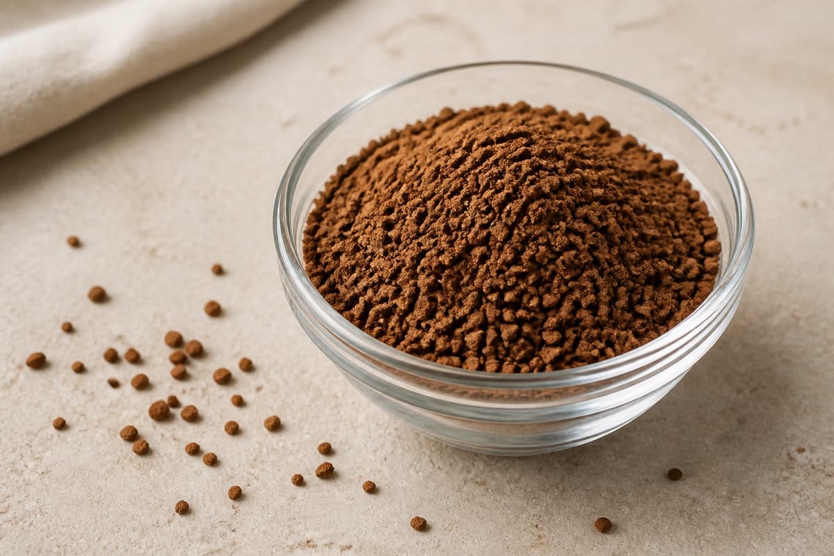 Instantkaffe fotograferet i naturligt nordisk køkkenlys
