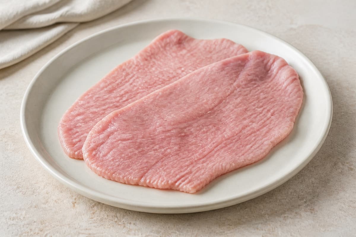 Kalveschnitzler fotograferet i naturligt nordisk køkkenlys