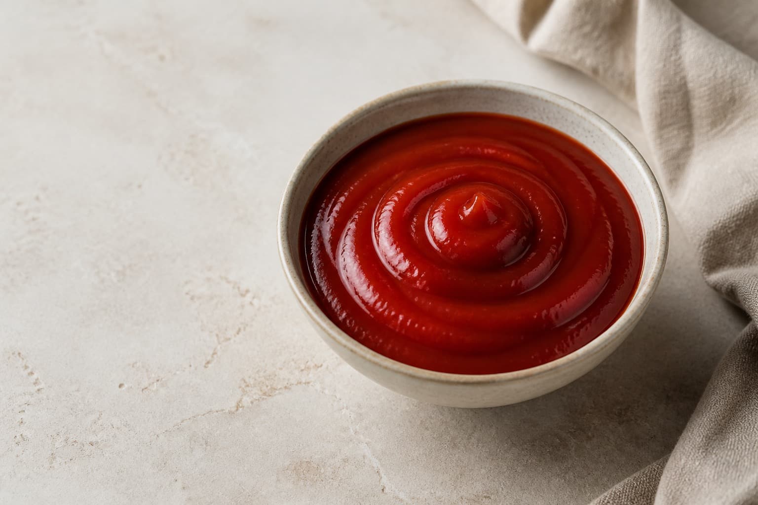 Ketchup fotograferet i naturligt nordisk køkkenlys