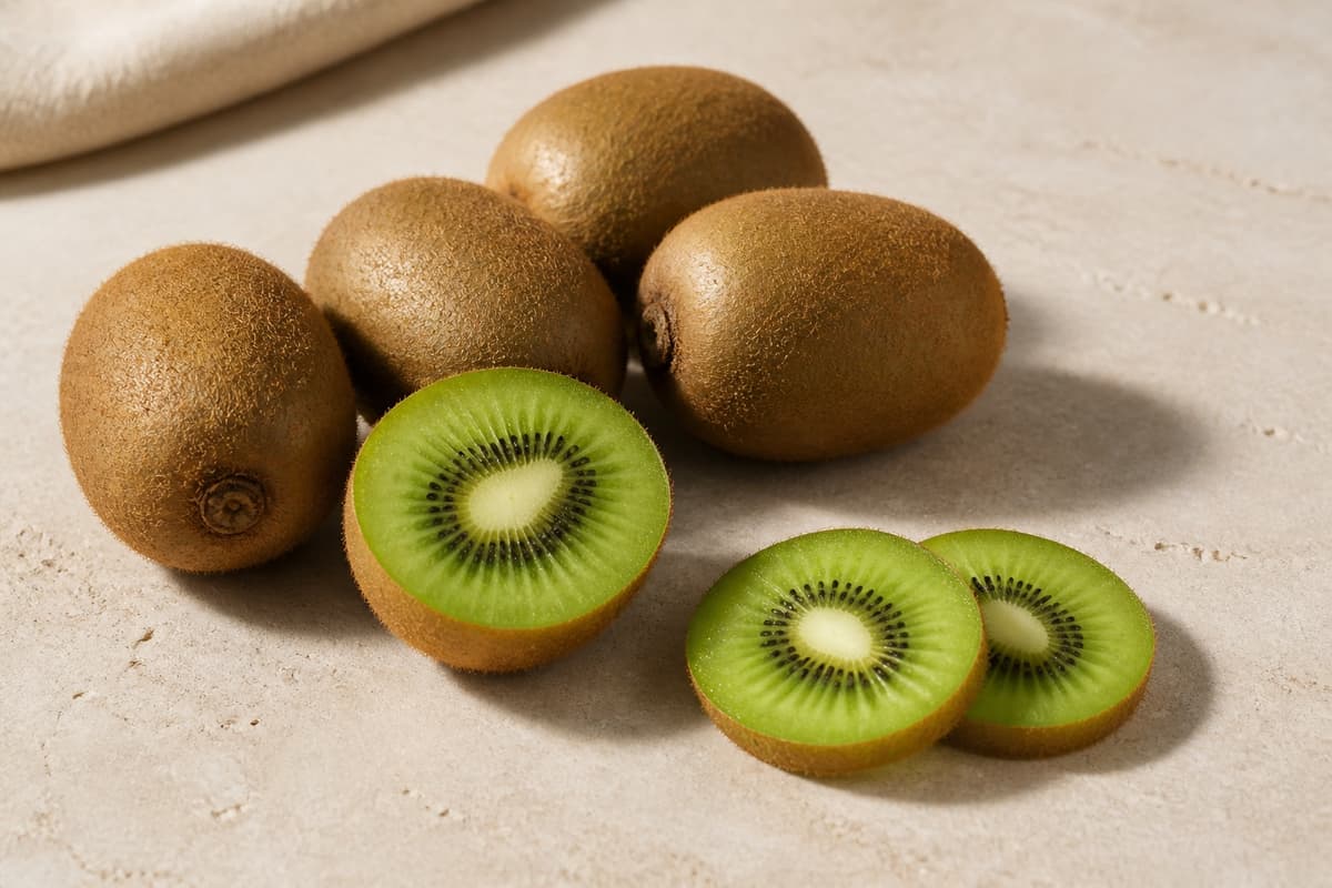 Kiwi fotograferet i naturligt nordisk køkkenlys