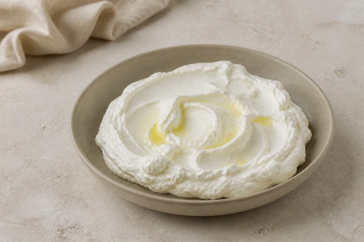 Labneh fotograferet i naturligt nordisk køkkenlys