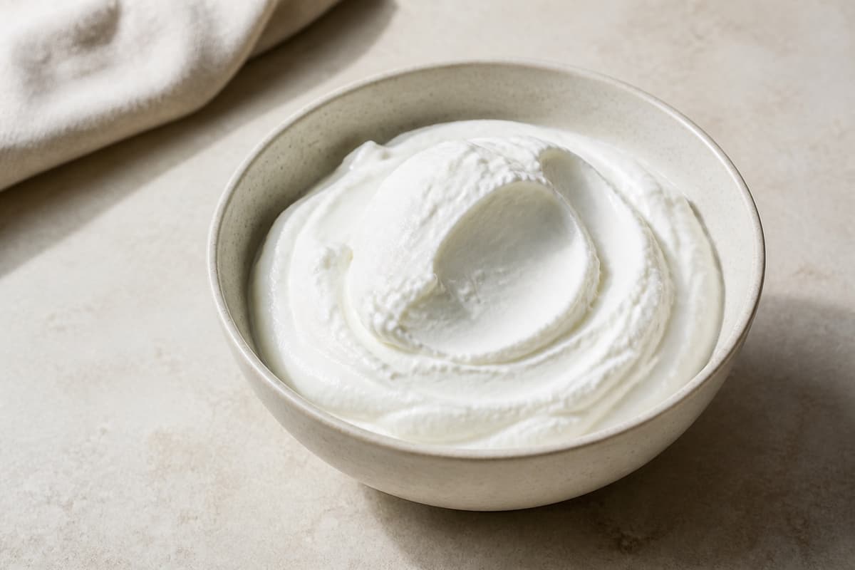 Laktosefri skyr fotograferet i naturligt nordisk køkkenlys