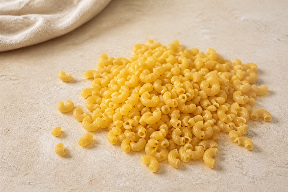 Macaroni fotograferet i naturligt nordisk køkkenlys