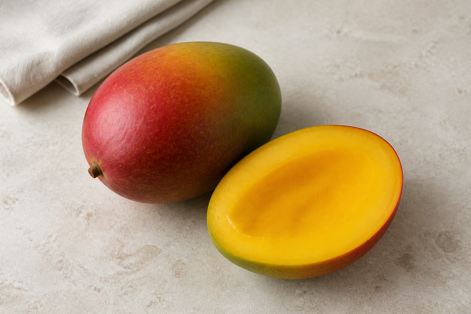 Mango fotograferet i naturligt nordisk køkkenlys