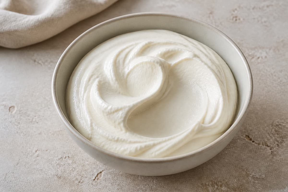 Mascarpone fotograferet i naturligt nordisk køkkenlys