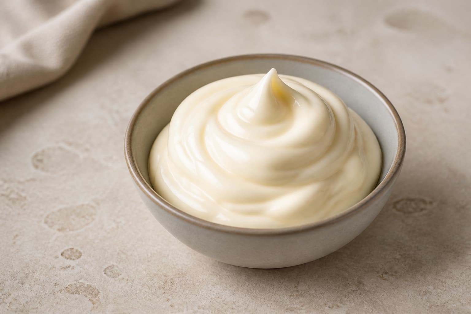 Mayonnaise fotograferet i naturligt nordisk køkkenlys