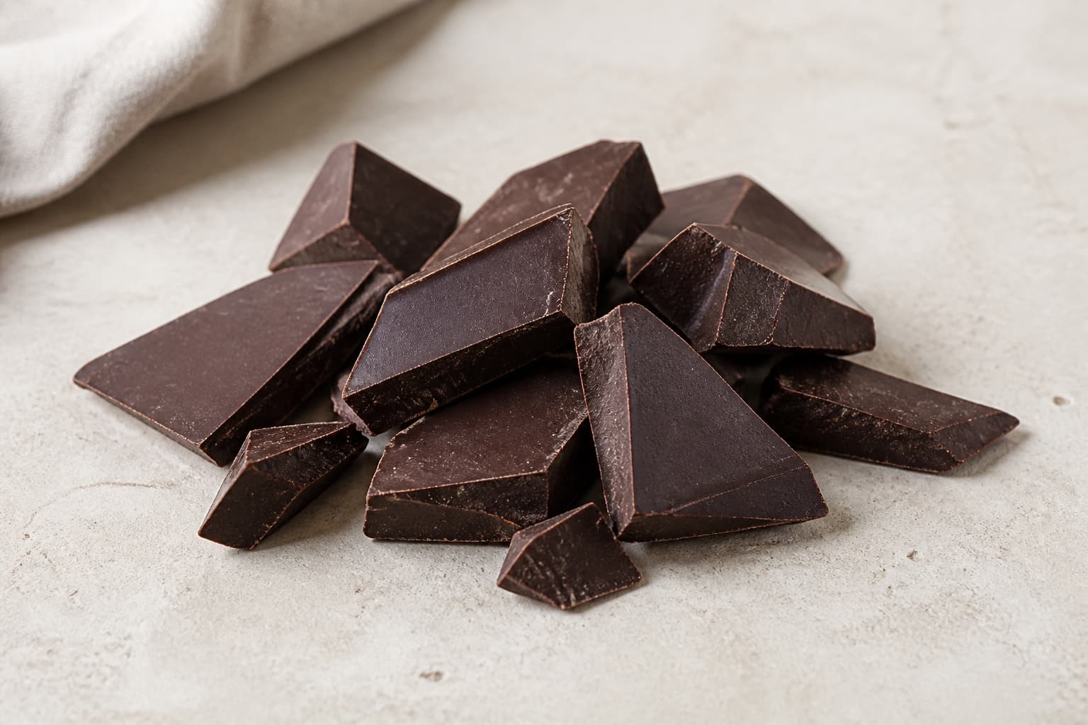 Mørk chokolade fotograferet i naturligt nordisk køkkenlys