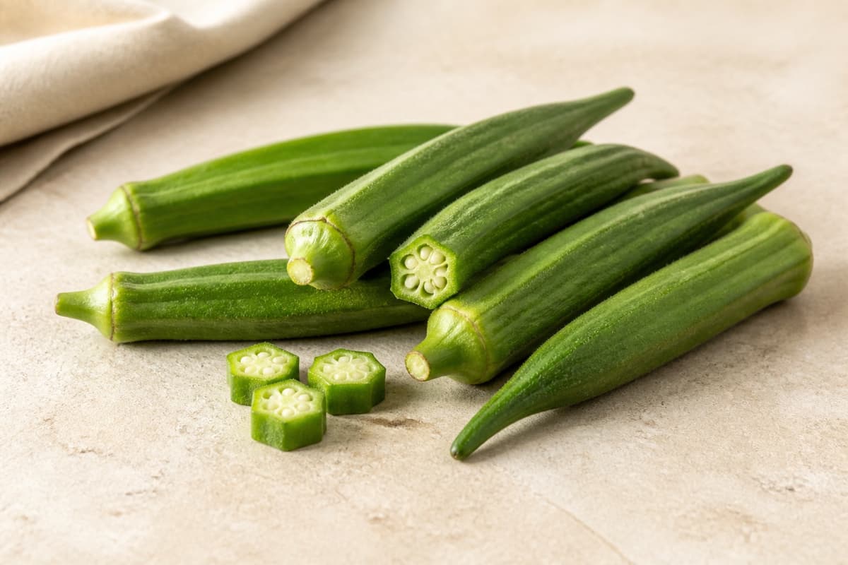 Okra fotograferet i naturligt nordisk køkkenlys