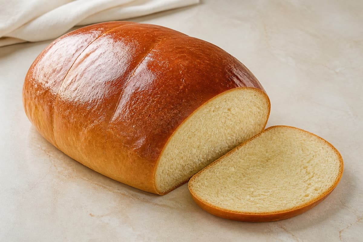 Oval brioche fotograferet i naturligt nordisk køkkenlys