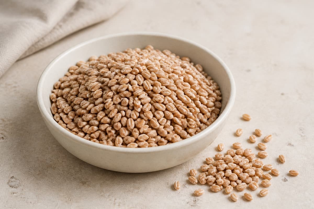 Perlespelt fotograferet i naturligt nordisk køkkenlys