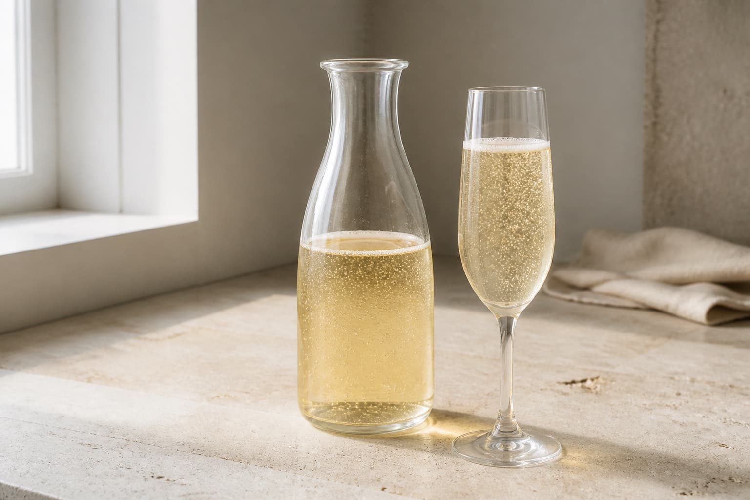 Prosecco fotograferet i naturligt nordisk køkkenlys