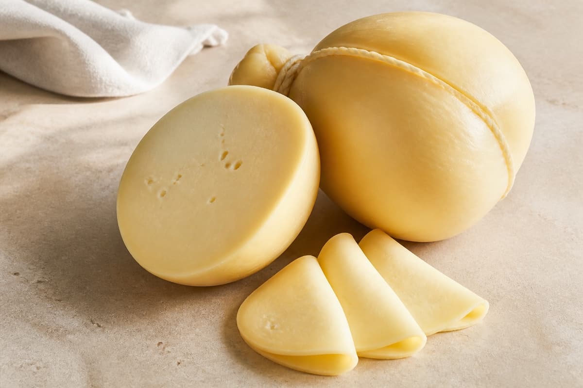 Provolone fotograferet i naturligt nordisk køkkenlys