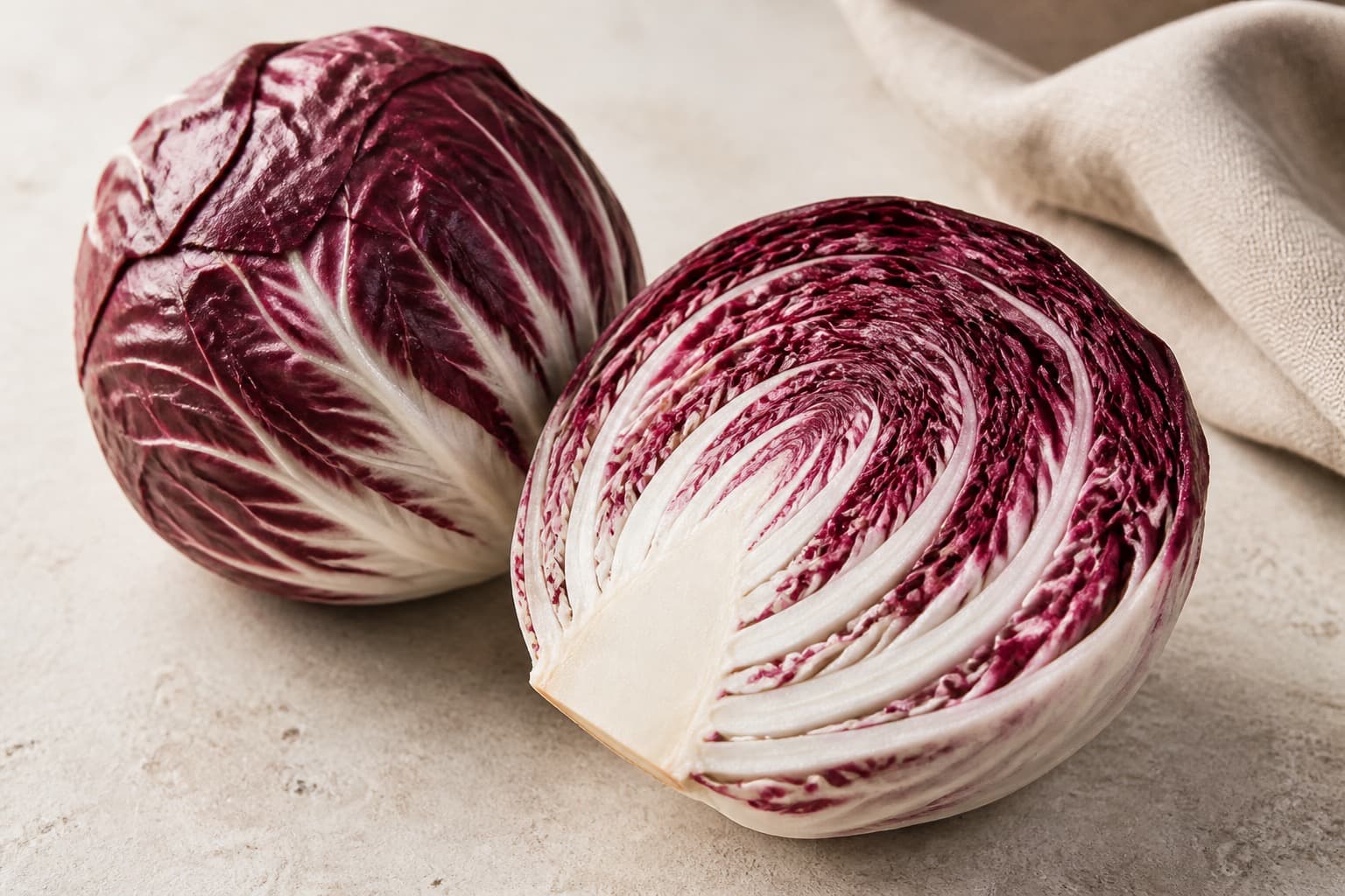 Radicchio fotograferet i naturligt nordisk køkkenlys