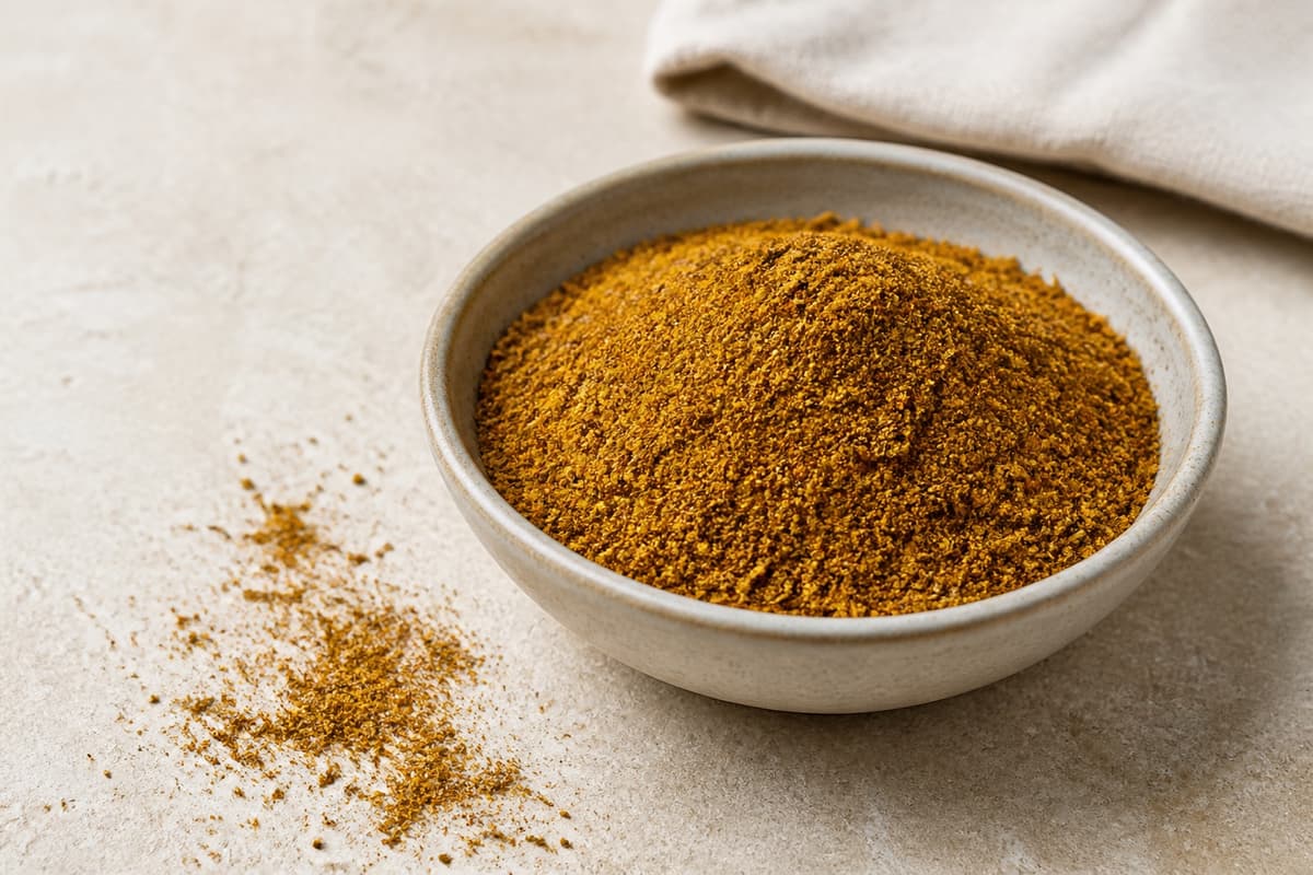 Ras el hanout fotograferet i naturligt nordisk køkkenlys