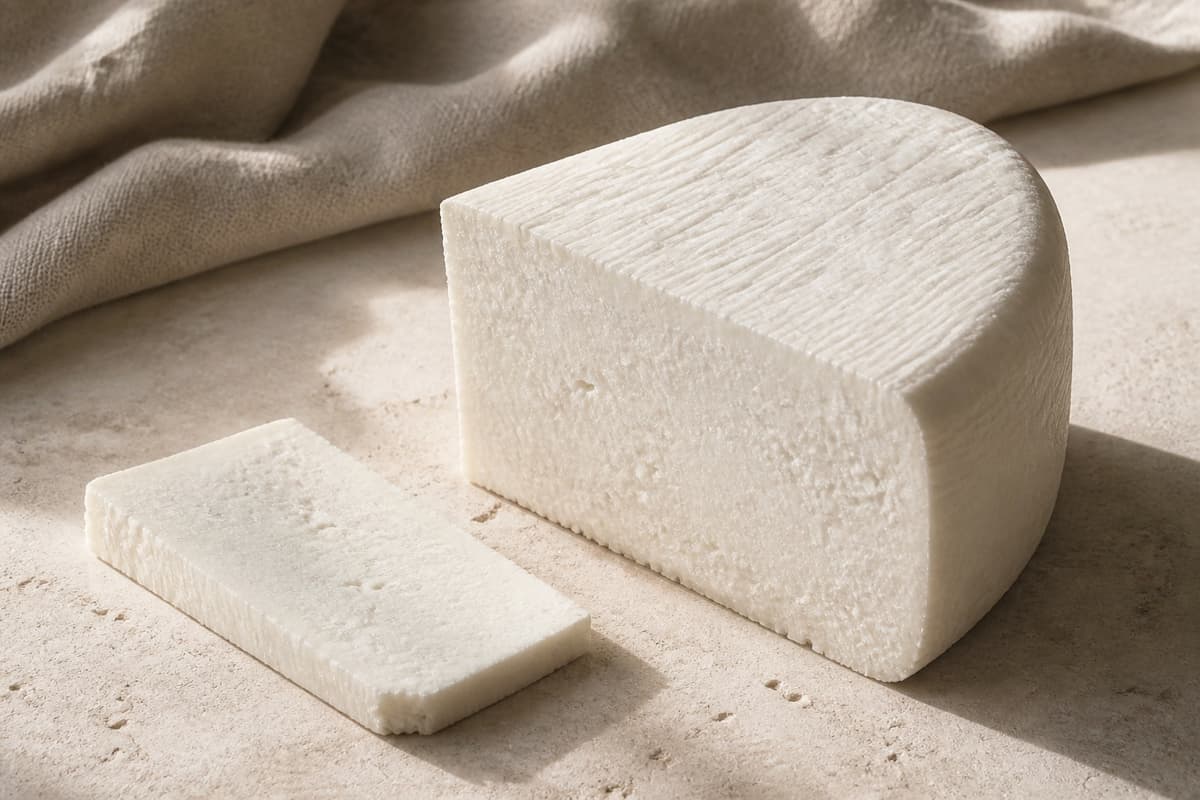 Ricotta salata fotograferet i naturligt nordisk køkkenlys