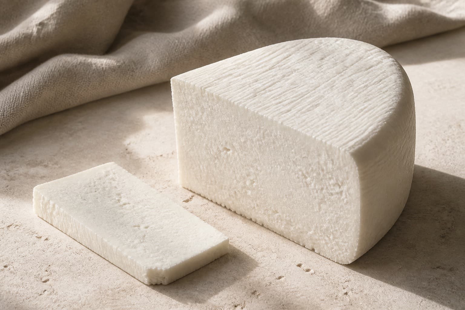 Ricotta salata fotograferet i naturligt nordisk køkkenlys