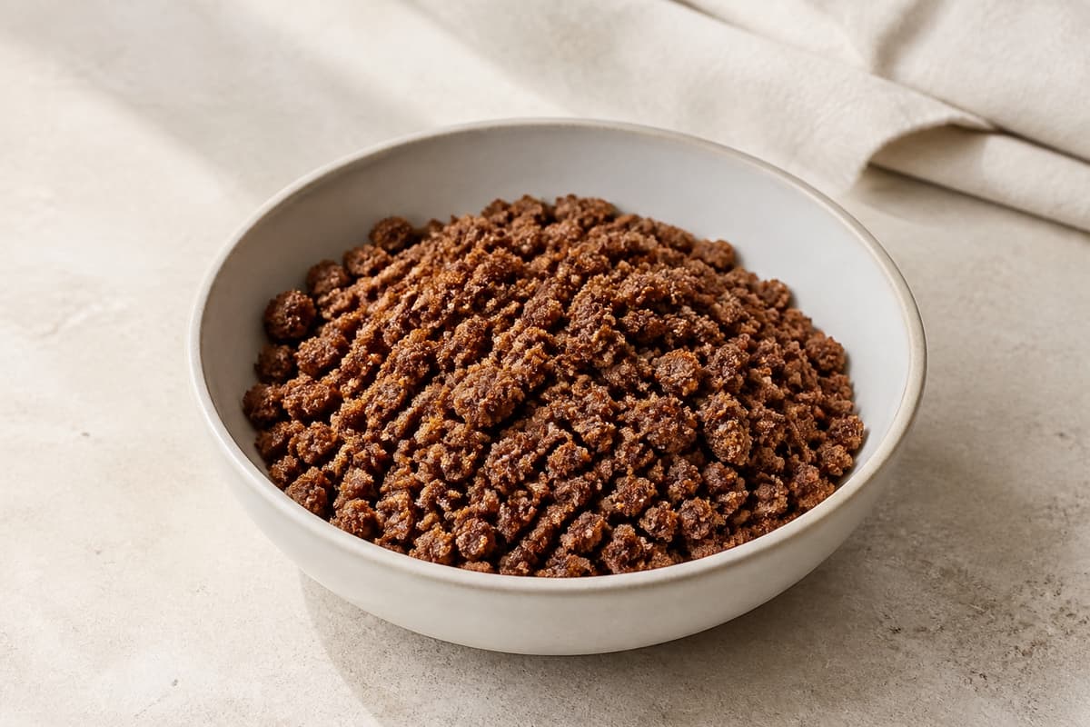 Rugcrumble fotograferet i naturligt nordisk køkkenlys