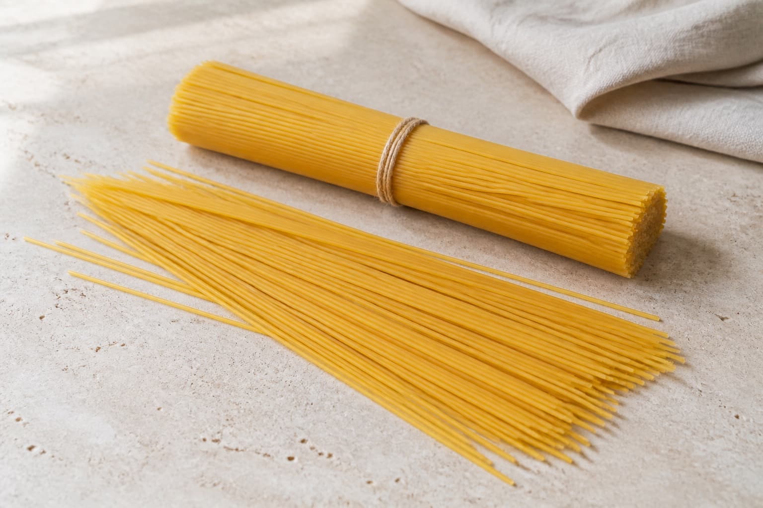 Spaghetti fotograferet i naturligt nordisk køkkenlys