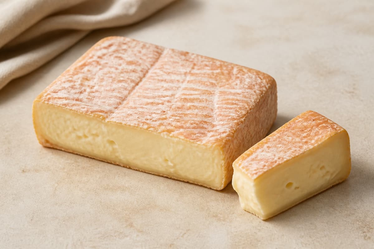 Taleggio fotograferet i naturligt nordisk køkkenlys