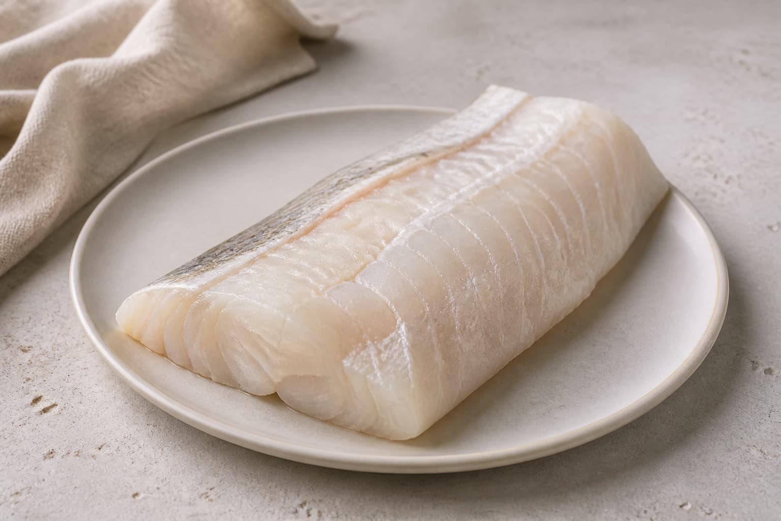 Torskefilet fotograferet i naturligt nordisk køkkenlys
